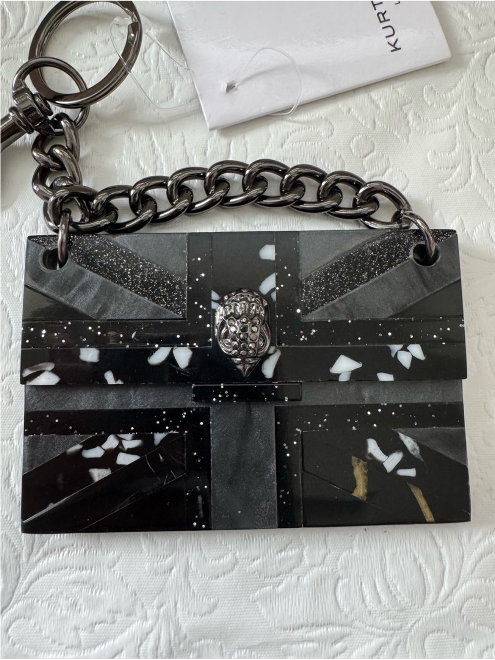 Kurt Geiger Kensington Union Jack Acrylic Card Charm Keychain